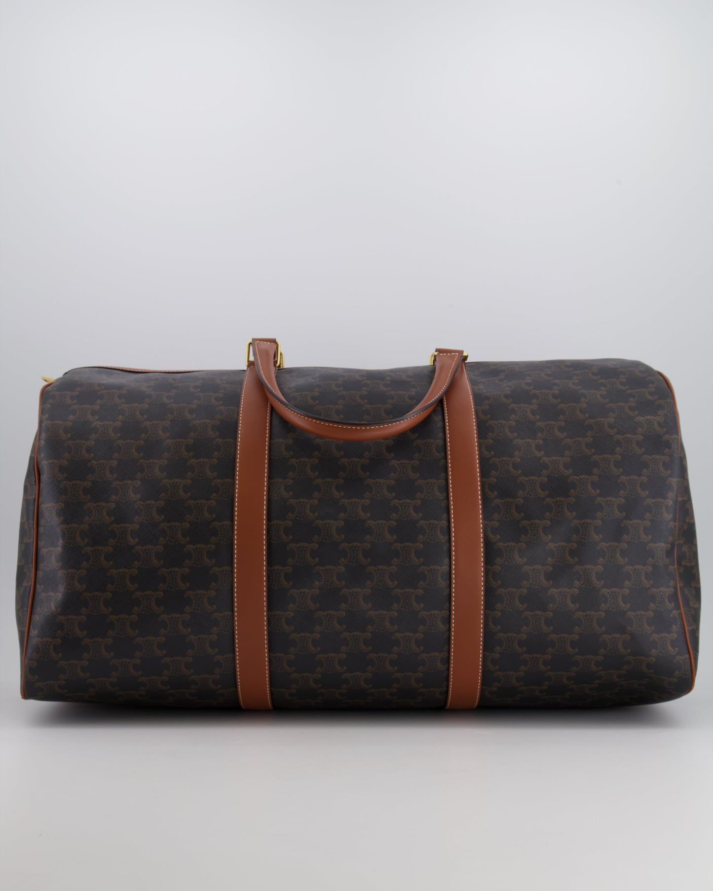 Céline Brown Triomphe Large Travel Bag in Canvas and Calfskin with Gold Hardware RRP £1,950