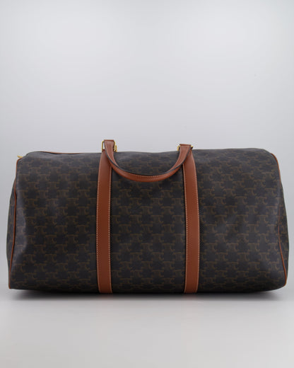 Céline Brown Triomphe Large Travel Bag in Canvas and Calfskin with Gold Hardware RRP £1,950