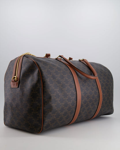 Céline Brown Triomphe Large Travel Bag in Canvas and Calfskin with Gold Hardware RRP £1,950