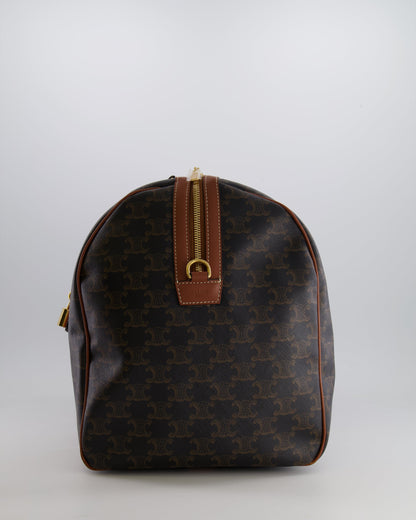 Céline Brown Triomphe Large Travel Bag in Canvas and Calfskin with Gold Hardware RRP £1,950