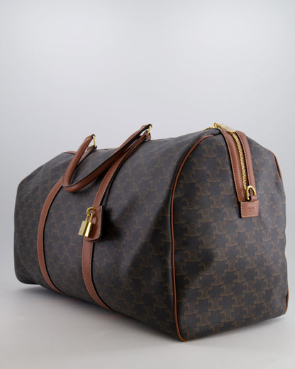 Céline Brown Triomphe Large Travel Bag in Canvas and Calfskin with Gold Hardware RRP £1,950