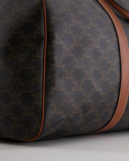 Céline Brown Triomphe Large Travel Bag in Canvas and Calfskin with Gold Hardware RRP £1,950