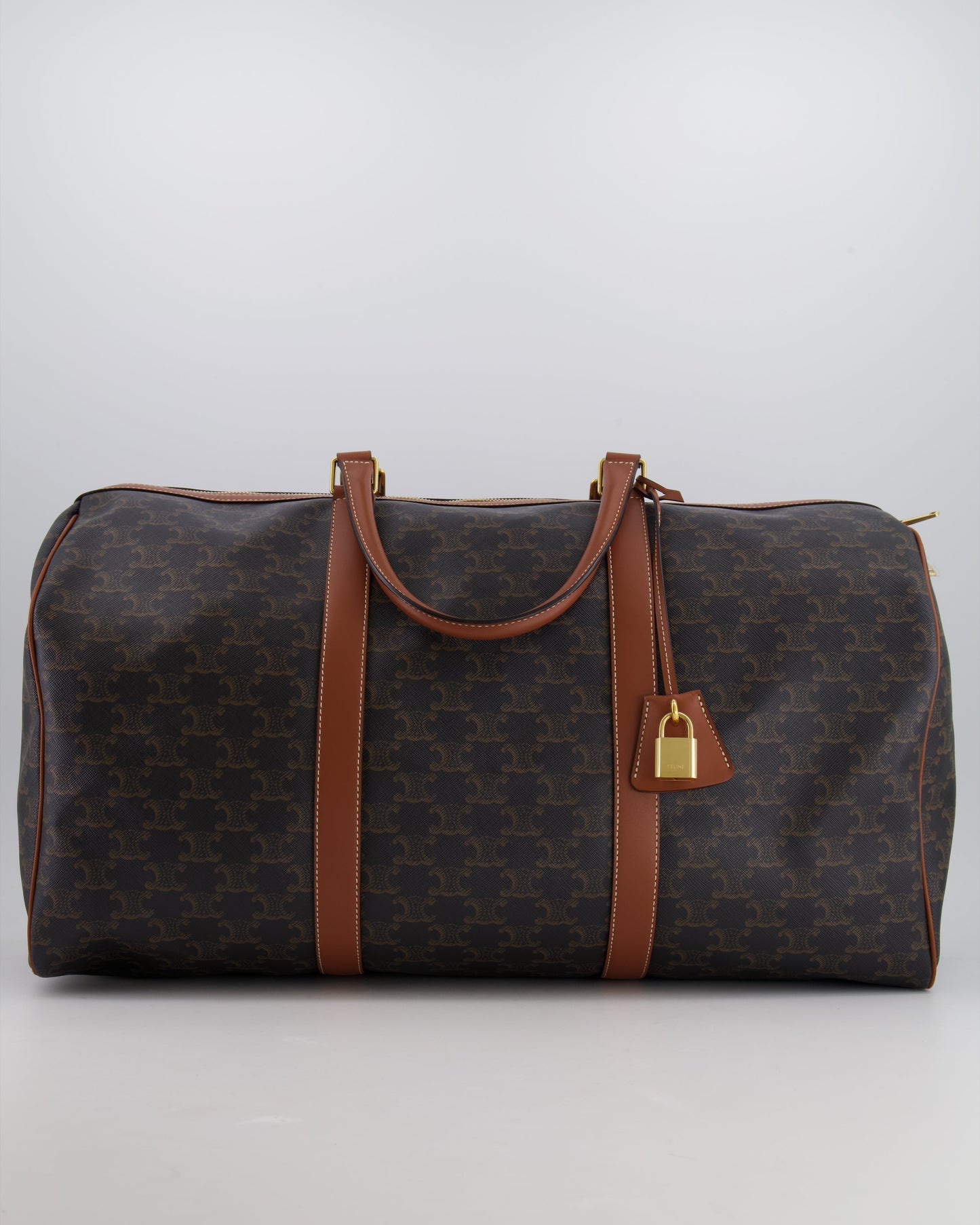 Céline Brown Triomphe Large Travel Bag in Canvas and Calfskin with Gold Hardware RRP £1,950