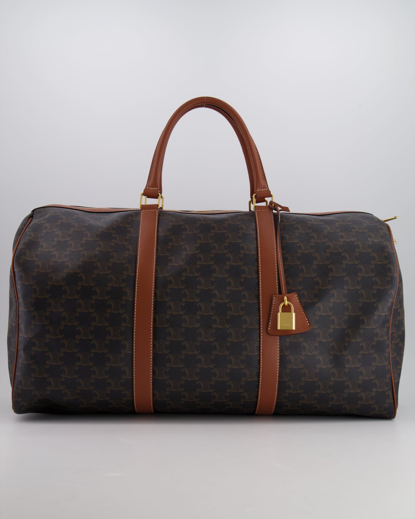 Céline Brown Triomphe Large Travel Bag in Canvas and Calfskin with Gold Hardware RRP £1,950