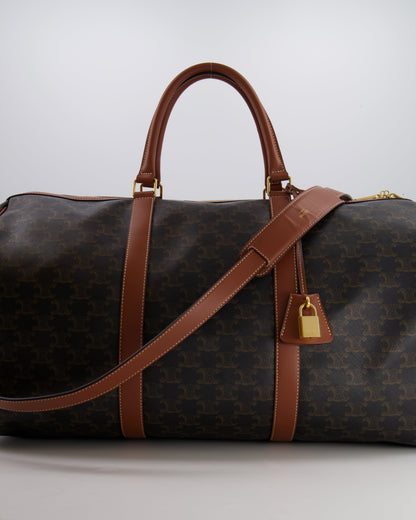 Céline Brown Triomphe Large Travel Bag in Canvas and Calfskin with Gold Hardware RRP £1,950