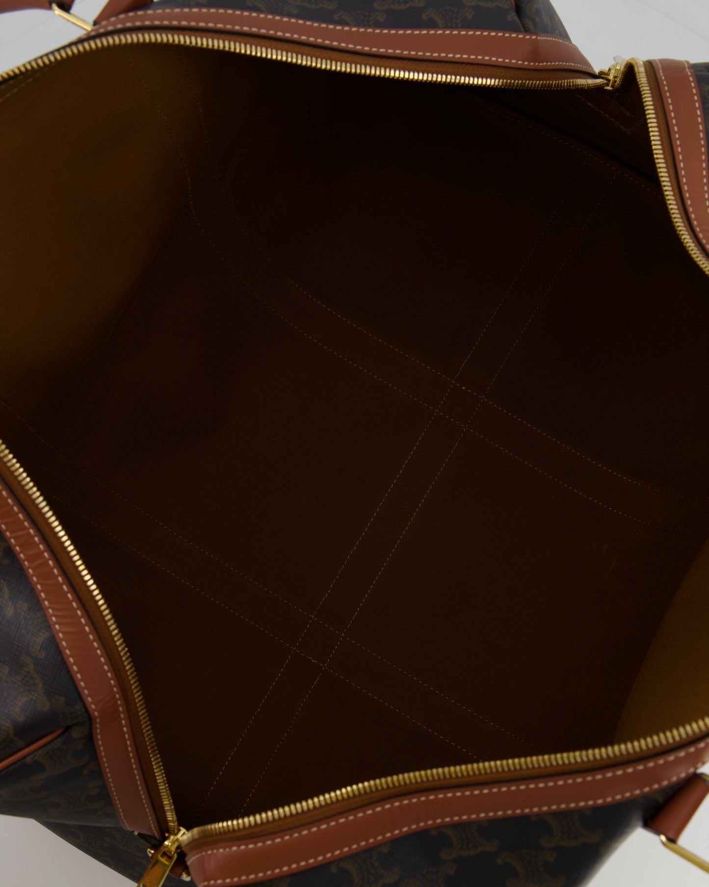 Céline Brown Triomphe Large Travel Bag in Canvas and Calfskin with Gold Hardware RRP £1,950