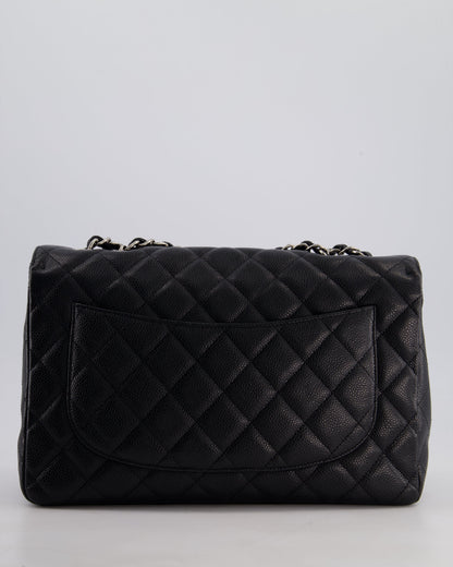Chanel Black Jumbo Classic Single Flap Bag in Caviar Leather with Silver Hardware