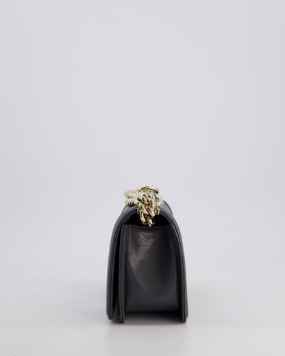 *HOT* Chanel Stone Grey Small Boy Bag in Caviar Leather with Champagne Gold Hardware