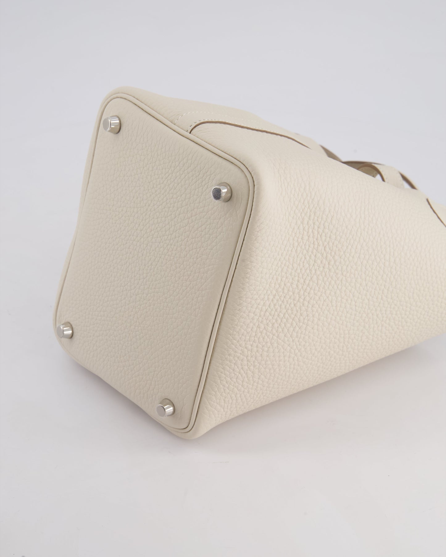 *HOT* Hermès Picotin Lock Bag 18cm in Craie Clemence Leather with Palladium Hardware