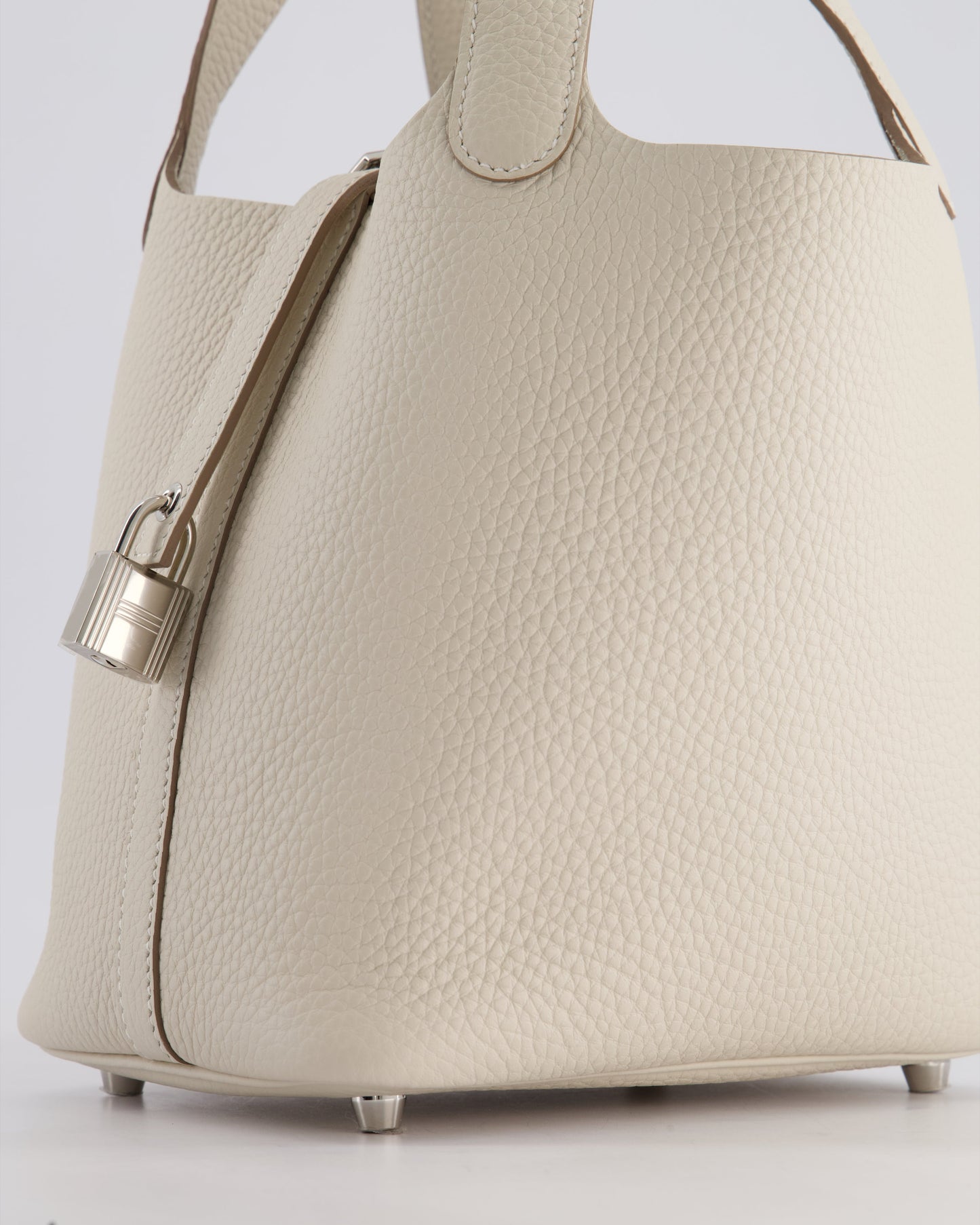 *HOT* Hermès Picotin Lock Bag 18cm in Craie Clemence Leather with Palladium Hardware