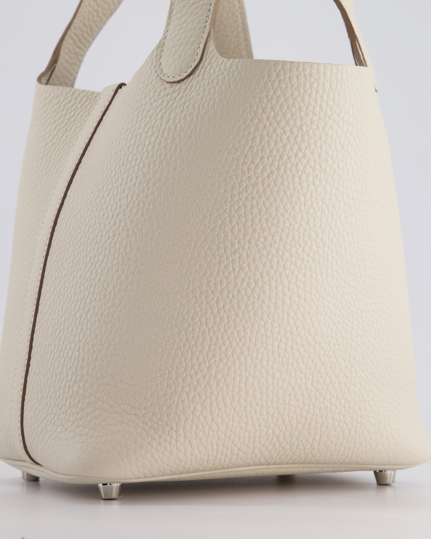 *HOT* Hermès Picotin Lock Bag 18cm in Craie Clemence Leather with Palladium Hardware