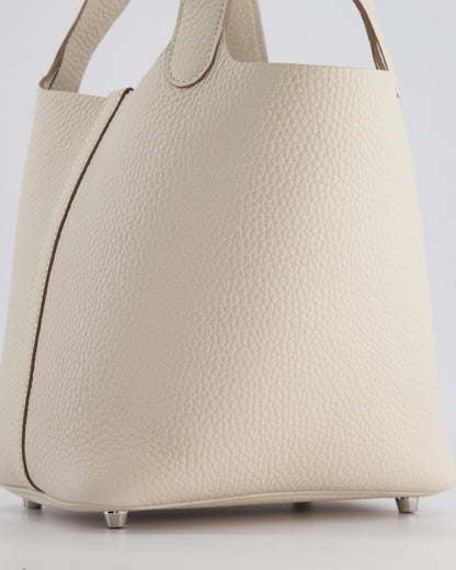 *HOT* Hermès Picotin Lock Bag 18cm in Craie Clemence Leather with Palladium Hardware