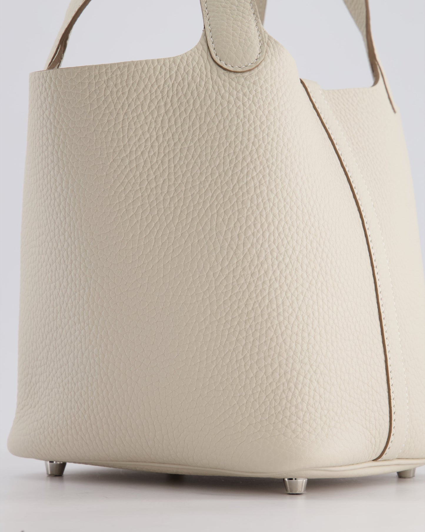 *HOT* Hermès Picotin Lock Bag 18cm in Craie Clemence Leather with Palladium Hardware