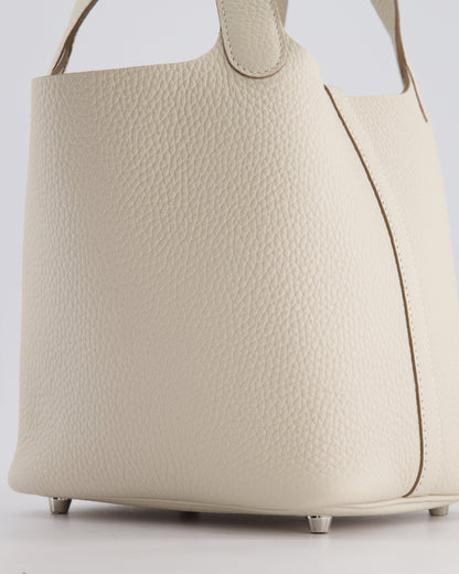 *HOT* Hermès Picotin Lock Bag 18cm in Craie Clemence Leather with Palladium Hardware