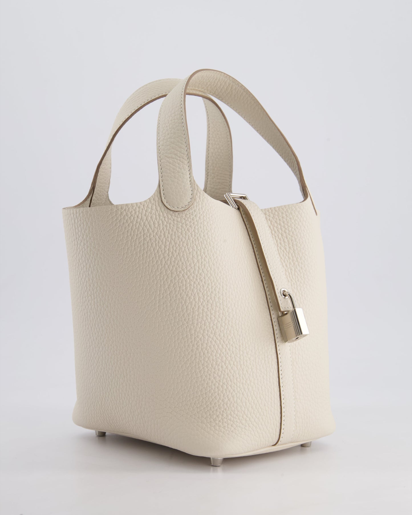 *HOT* Hermès Picotin Lock Bag 18cm in Craie Clemence Leather with Palladium Hardware