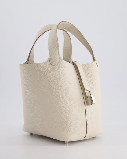 *HOT* Hermès Picotin Lock Bag 18cm in Craie Clemence Leather with Palladium Hardware