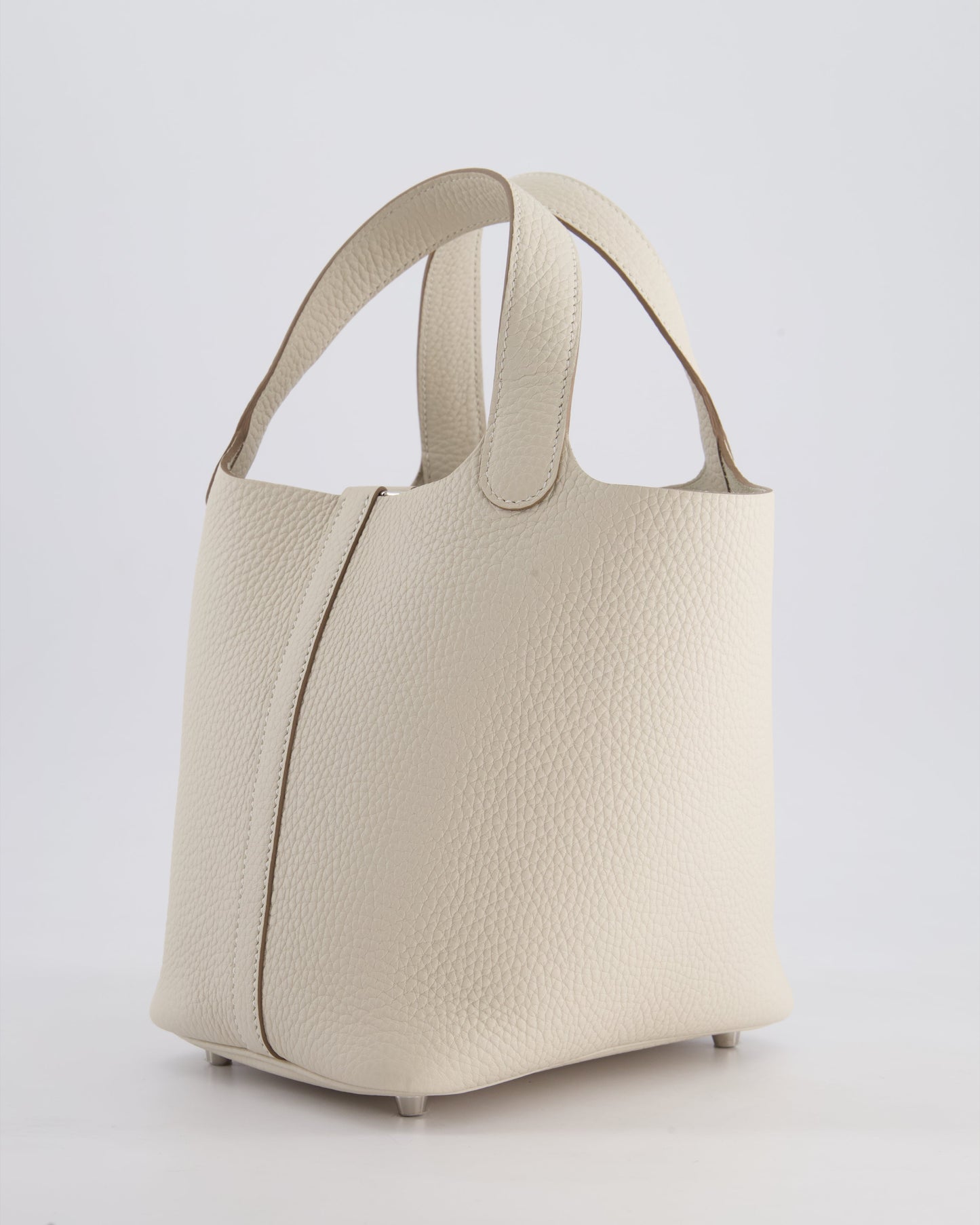 *HOT* Hermès Picotin Lock Bag 18cm in Craie Clemence Leather with Palladium Hardware