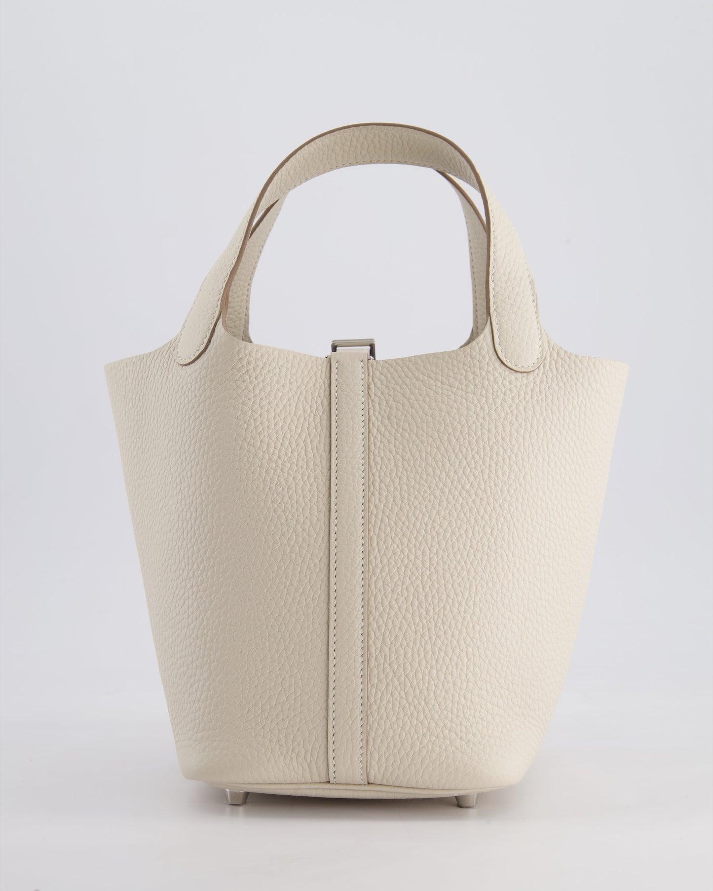 *HOT* Hermès Picotin Lock Bag 18cm in Craie Clemence Leather with Palladium Hardware