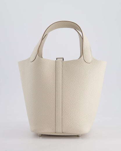 *HOT* Hermès Picotin Lock Bag 18cm in Craie Clemence Leather with Palladium Hardware