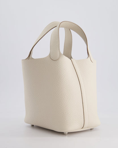 *HOT* Hermès Picotin Lock Bag 18cm in Craie Clemence Leather with Palladium Hardware