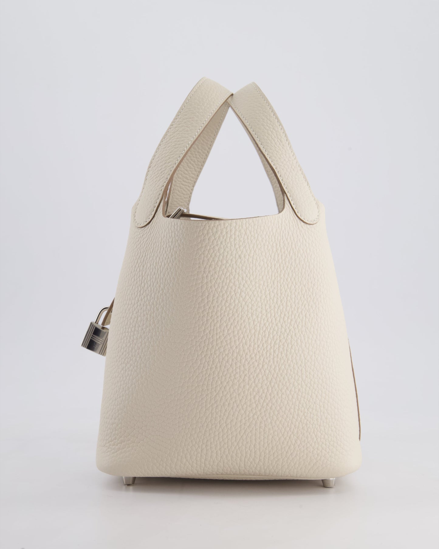 *HOT* Hermès Picotin Lock Bag 18cm in Craie Clemence Leather with Palladium Hardware