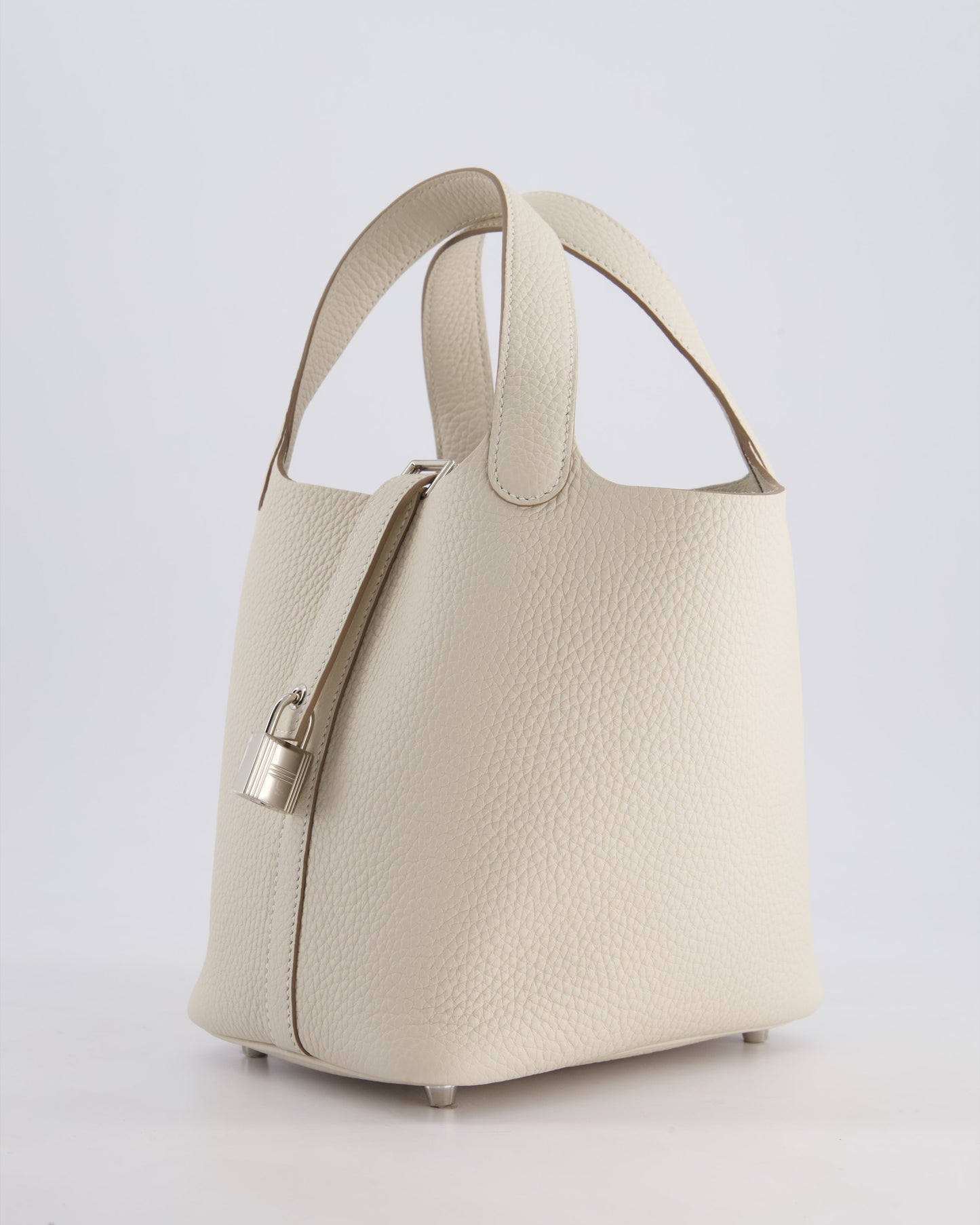 *HOT* Hermès Picotin Lock Bag 18cm in Craie Clemence Leather with Palladium Hardware