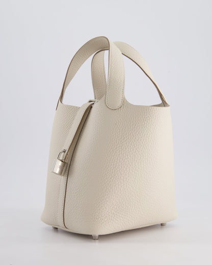 *HOT* Hermès Picotin Lock Bag 18cm in Craie Clemence Leather with Palladium Hardware