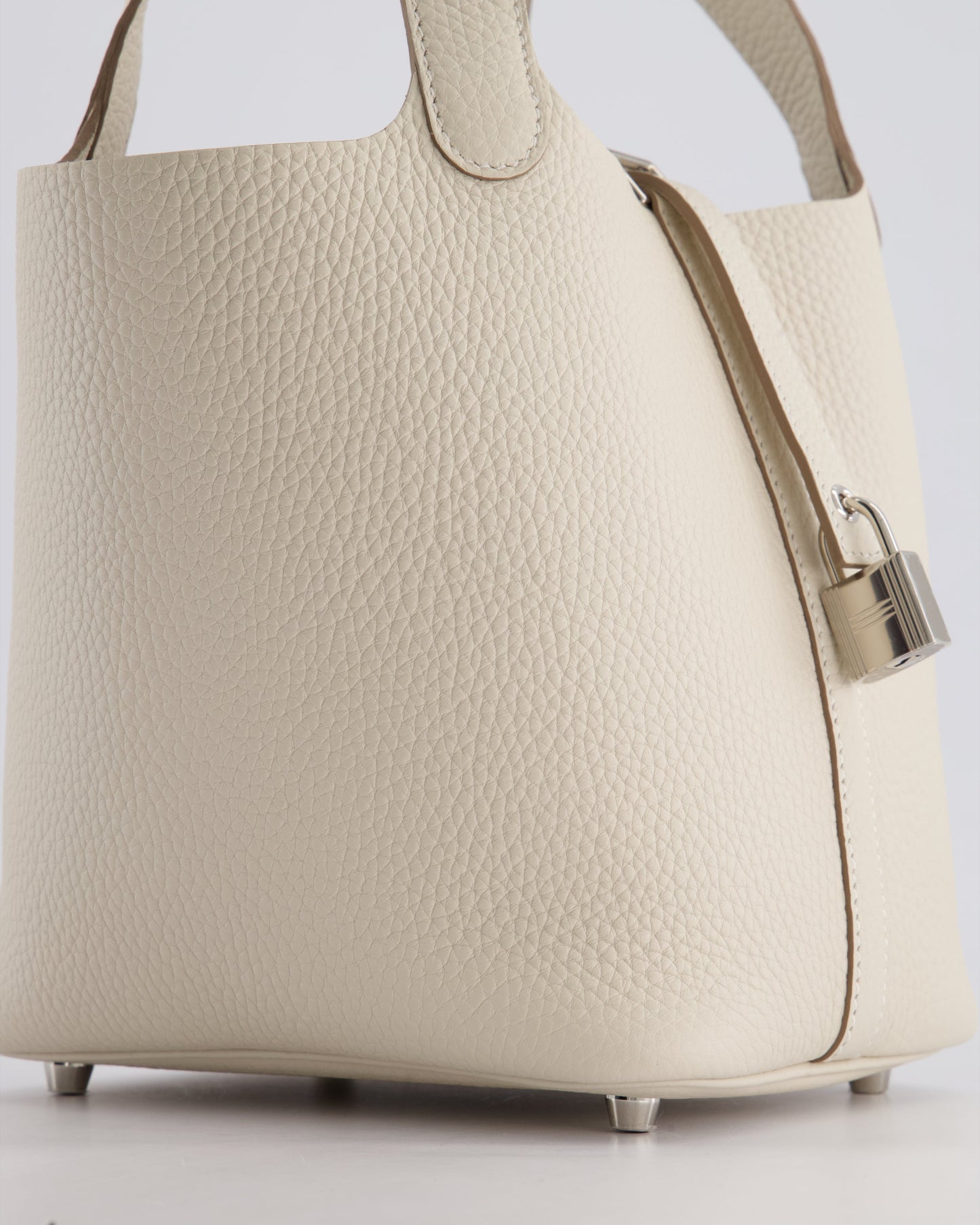 *HOT* Hermès Picotin Lock Bag 18cm in Craie Clemence Leather with Palladium Hardware