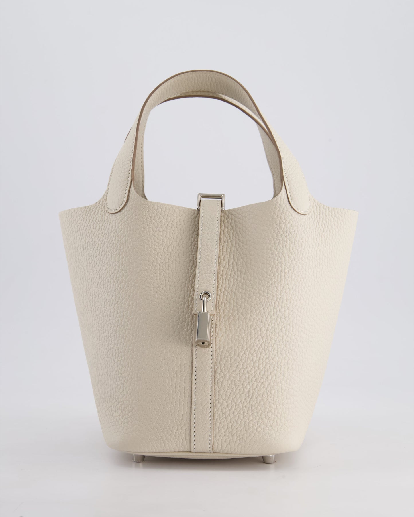 *HOT* Hermès Picotin Lock Bag 18cm in Craie Clemence Leather with Palladium Hardware