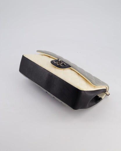 Chanel Beige Grey, White and Grey Timeless Medium Single Flap with Aged Ruthenium Hardware Bag