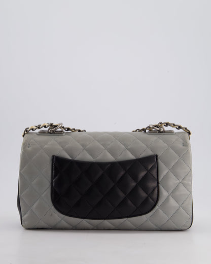 Chanel Beige Grey, White and Grey Timeless Medium Single Flap with Aged Ruthenium Hardware Bag
