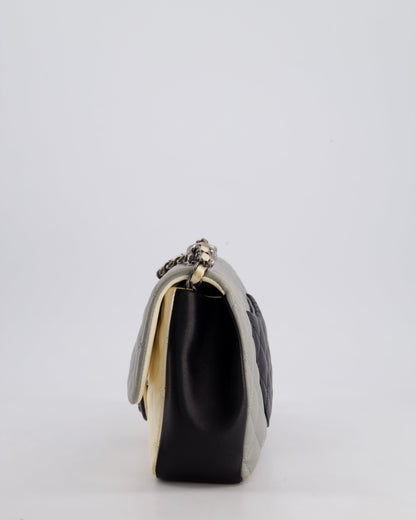 Chanel Beige Grey, White and Grey Timeless Medium Single Flap with Aged Ruthenium Hardware Bag