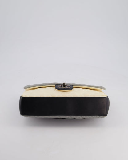 Chanel Beige Grey, White and Grey Timeless Medium Single Flap with Aged Ruthenium Hardware Bag