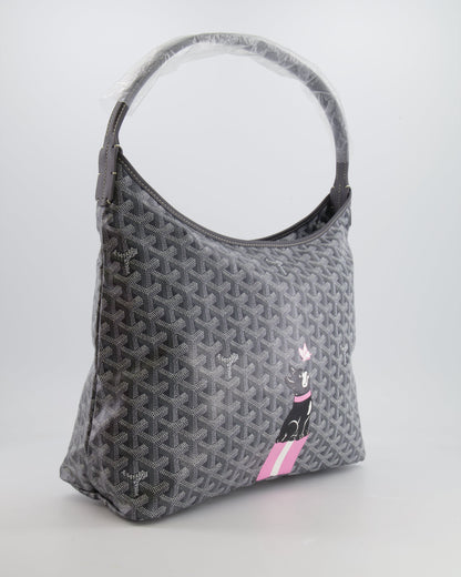 Goyard Grey Goyardine Canvas Boheme Hobo Bag with Dog Print