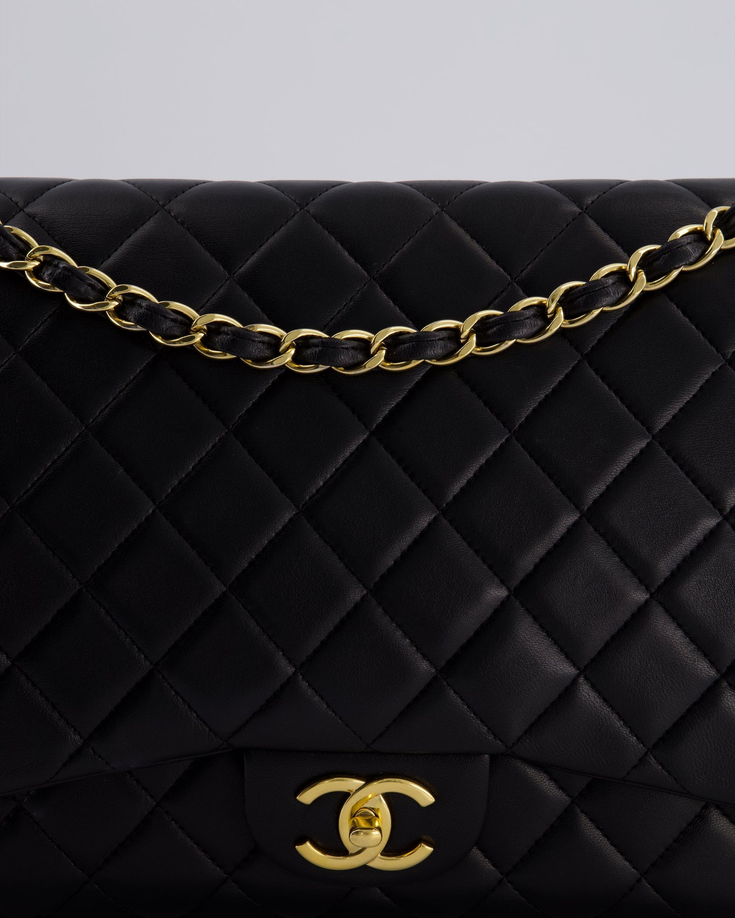 *FIRE PRICE* Chanel Black Maxi Classic Double Flap Bag in Lambskin Leather with Gold Hardware RRP £10,060