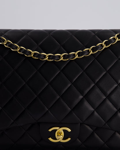*FIRE PRICE* Chanel Black Maxi Classic Double Flap Bag in Lambskin Leather with Gold Hardware RRP £10,060