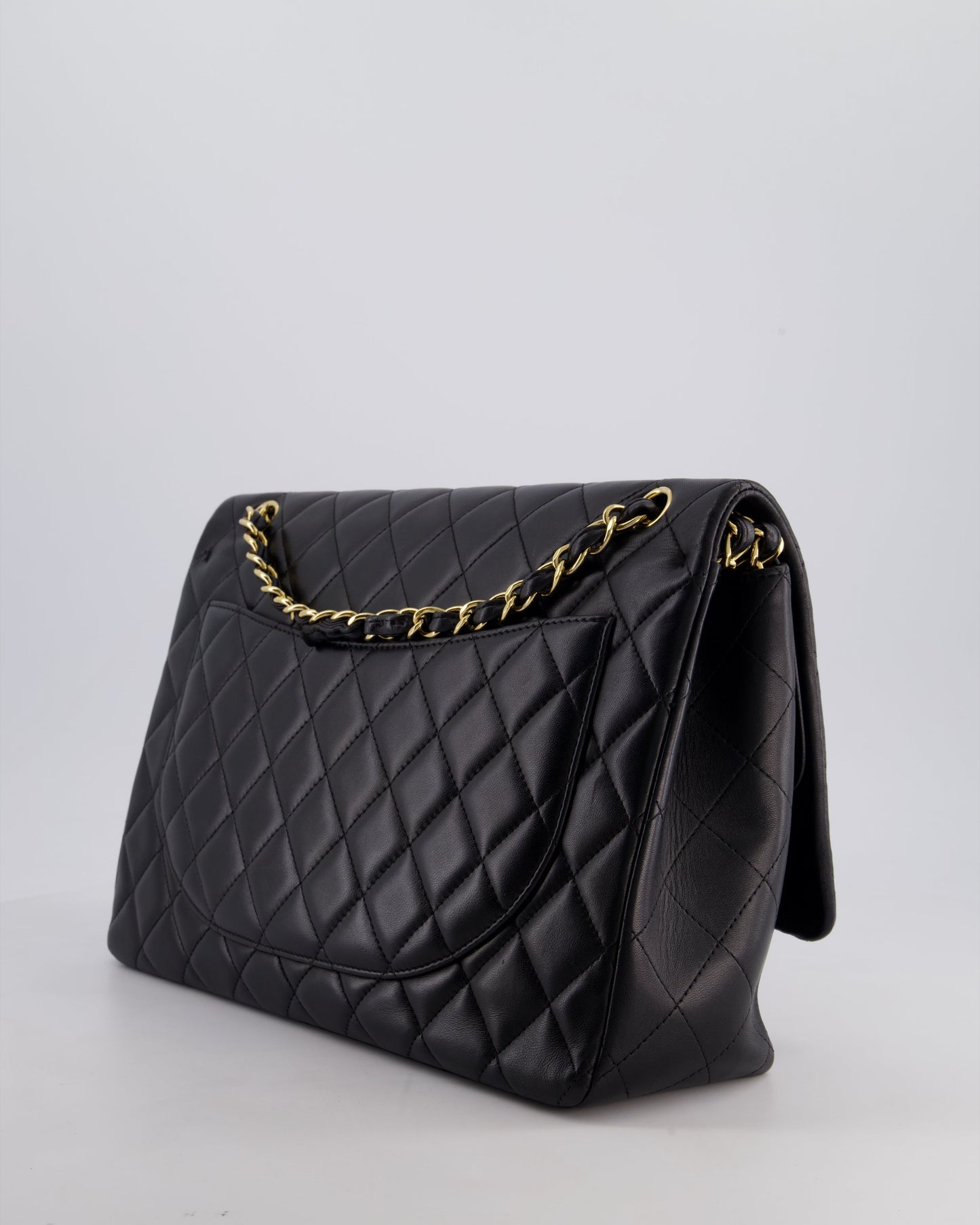 *FIRE PRICE* Chanel Black Maxi Classic Double Flap Bag in Lambskin Leather with Gold Hardware RRP £10,060