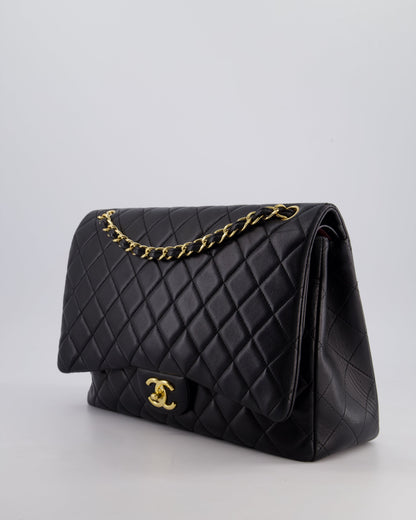 *FIRE PRICE* Chanel Black Maxi Classic Double Flap Bag in Lambskin Leather with Gold Hardware RRP £10,060