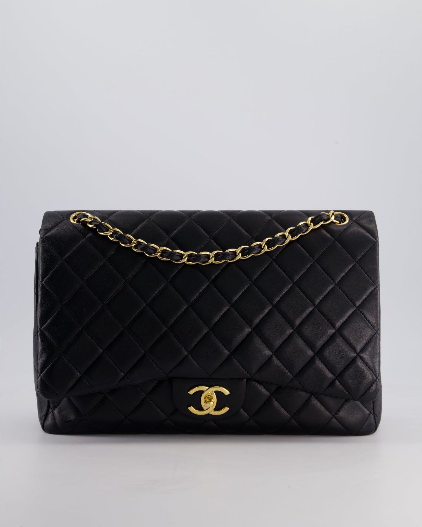*FIRE PRICE* Chanel Black Maxi Classic Double Flap Bag in Lambskin Leather with Gold Hardware RRP £10,060