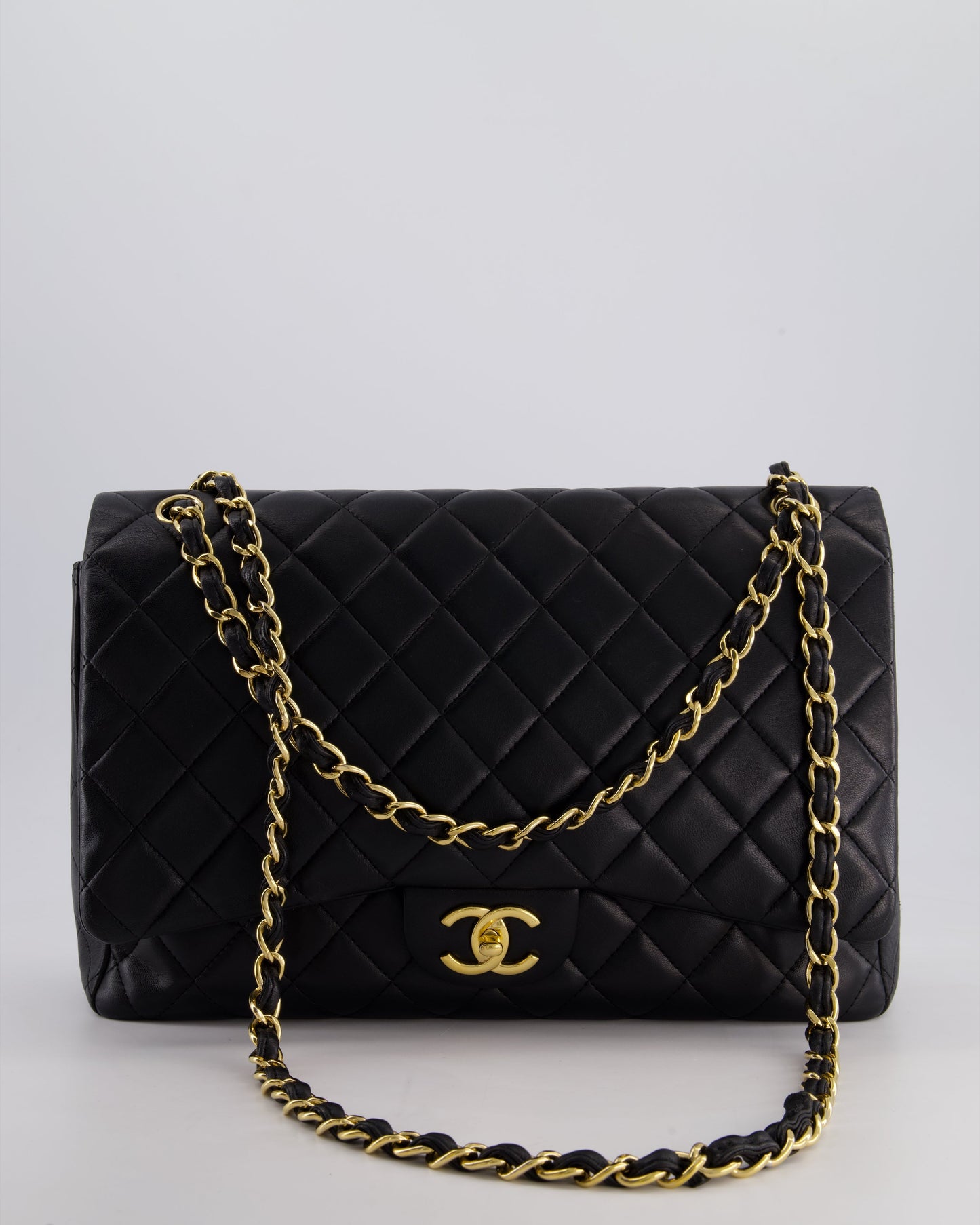 *FIRE PRICE* Chanel Black Maxi Classic Double Flap Bag in Lambskin Leather with Gold Hardware RRP £10,060