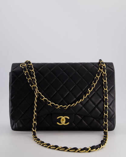 *FIRE PRICE* Chanel Black Maxi Classic Double Flap Bag in Lambskin Leather with Gold Hardware RRP £10,060