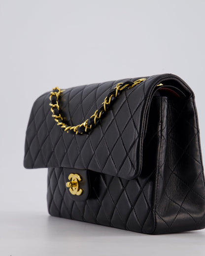 *AMAZING CONDITION* Chanel Vintage Black Medium Classic Double Flap Bag in Lambskin Leather with 24k Gold Hardware