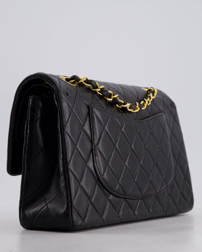 *AMAZING CONDITION* Chanel Vintage Black Medium Classic Double Flap Bag in Lambskin Leather with 24k Gold Hardware