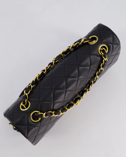 *AMAZING CONDITION* Chanel Vintage Black Medium Classic Double Flap Bag in Lambskin Leather with 24k Gold Hardware