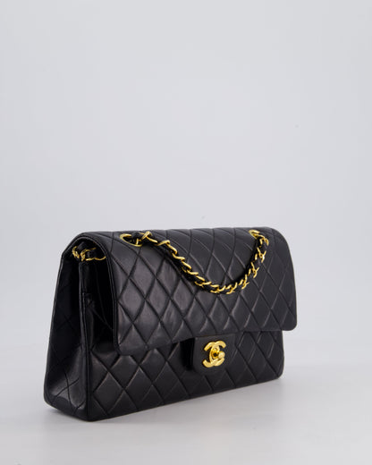 *AMAZING CONDITION* Chanel Vintage Black Medium Classic Double Flap Bag in Lambskin Leather with 24k Gold Hardware