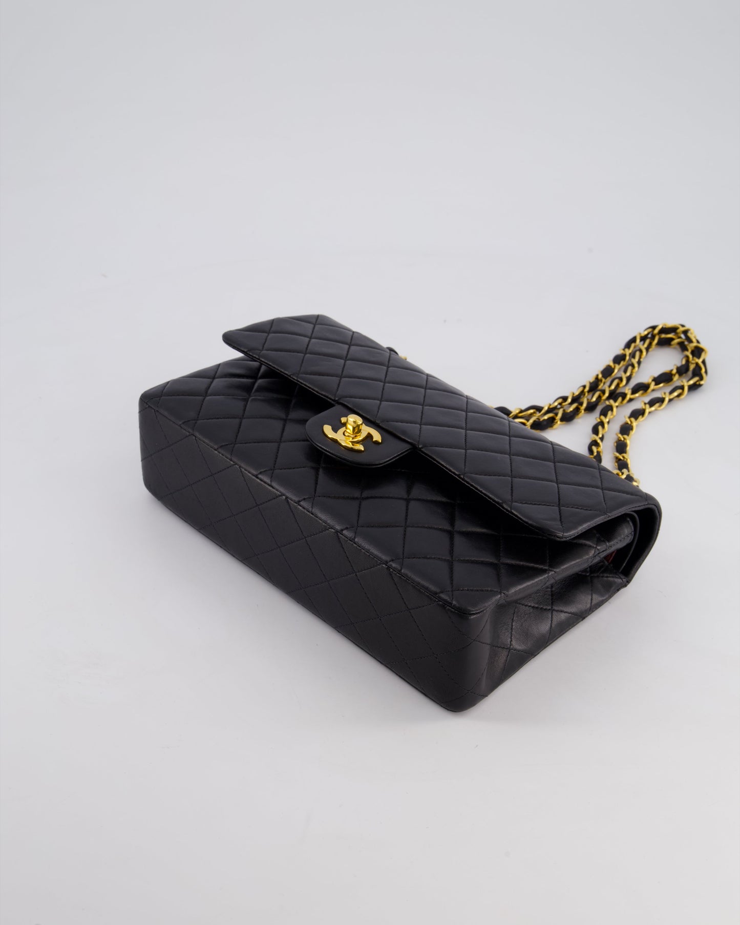 *AMAZING CONDITION* Chanel Vintage Black Medium Classic Double Flap Bag in Lambskin Leather with 24k Gold Hardware