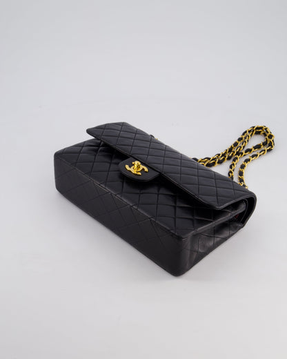 *AMAZING CONDITION* Chanel Vintage Black Medium Classic Double Flap Bag in Lambskin Leather with 24k Gold Hardware