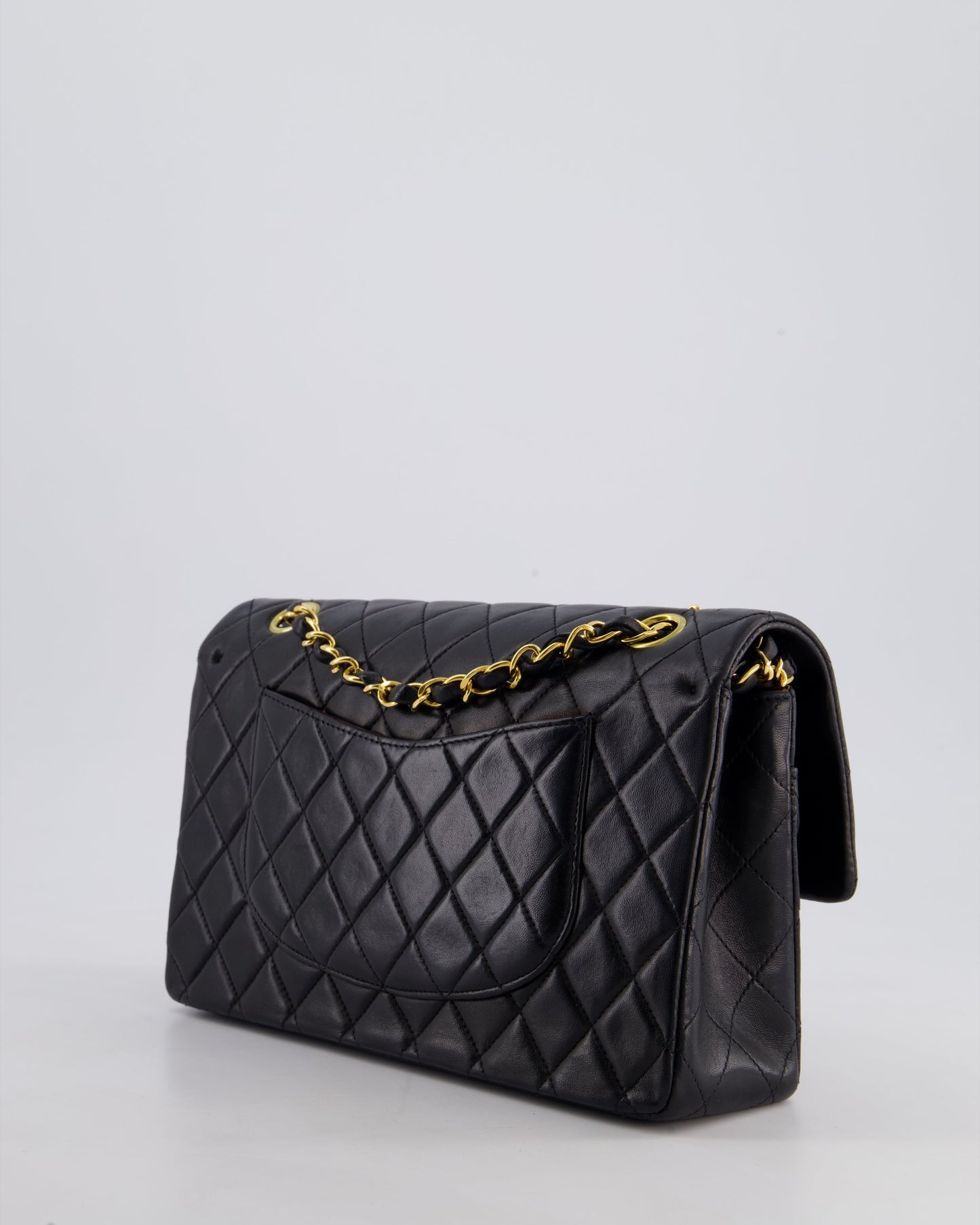 *AMAZING CONDITION* Chanel Vintage Black Medium Classic Double Flap Bag in Lambskin Leather with 24k Gold Hardware