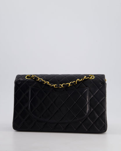 *AMAZING CONDITION* Chanel Vintage Black Medium Classic Double Flap Bag in Lambskin Leather with 24k Gold Hardware