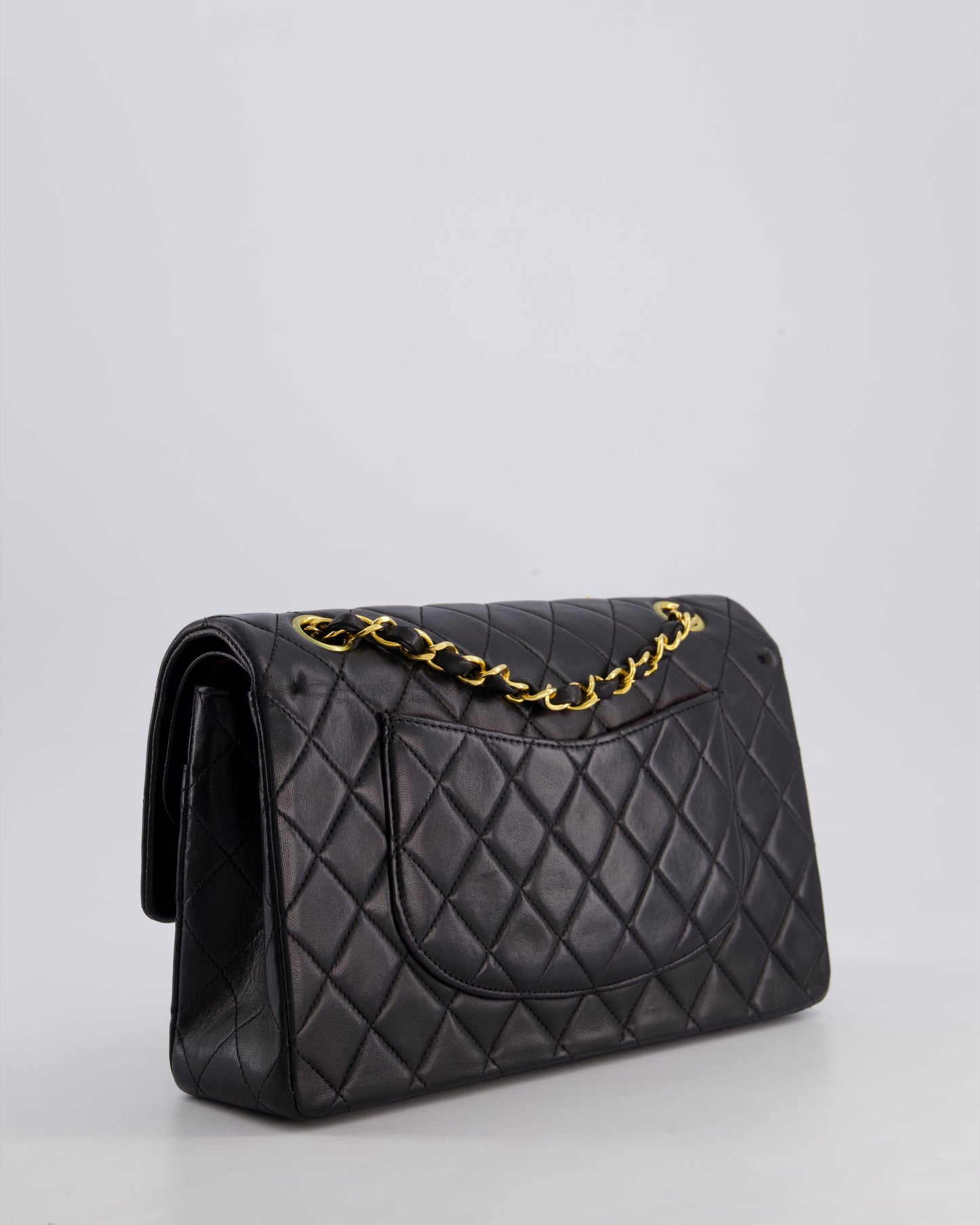 *AMAZING CONDITION* Chanel Vintage Black Medium Classic Double Flap Bag in Lambskin Leather with 24k Gold Hardware